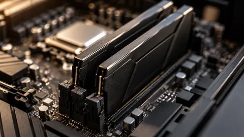 Arbeitsspeicher-Module in den Steckplätzen eines Mainboards