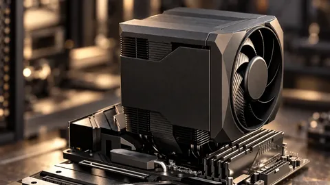 Großer CPU-Luftkühler mit Lüfter auf einem Mainboard