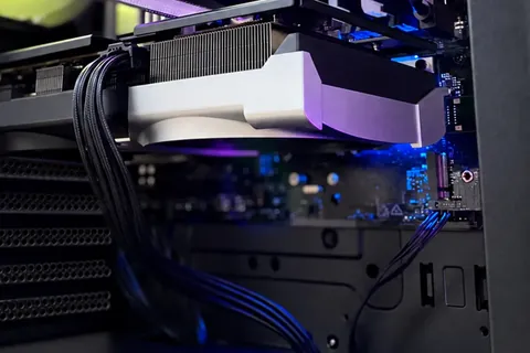 Verkabelung in einem geöffneten Gaming-PC