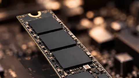 Nahaufnahme der Speicherchips einer M.2-SSD